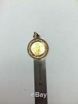 14K Mounting 999 Fine 5 Dollar US Mint American Eagle Coin Pendant Total Wt. 5.4g