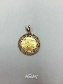 14K Mounting 999 Fine 5 Dollar US Mint American Eagle Coin Pendant Total Wt. 5.4g