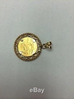 14K Mounting 999 Fine 5 Dollar US Mint American Eagle Coin Pendant Total Wt. 5.4g