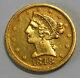 1848-d $5 Gold Liberty Half Eagle Coin, Dahlonega Mint, Mintage Of Only 47,465