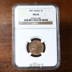 1857 Flying Eagle 1C NGC Certified MS63 63 Graded US Mint Copper Small Cent Coin
