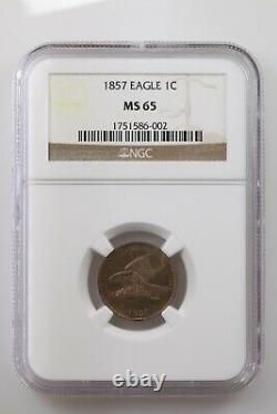 1857 Flying Eagle 1C NGC Certified MS65 Mint State Graded Copper Small Cent Coin