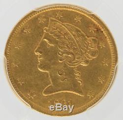 1861-C $5 Gold Liberty Head Half Eagle PCGS AU Details Coin Charlotte Mint JD588
