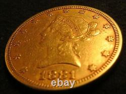 1881 $10 GOLD Eagle Liberty Ten D. Coin pure fine luster dollar round nice mint