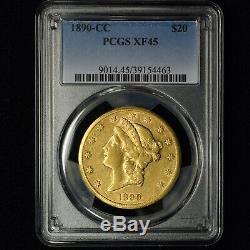 1890-cc $20 Liberty Head Gold Double Eagle Pcgs Xf45 Carson City Mint Coin
