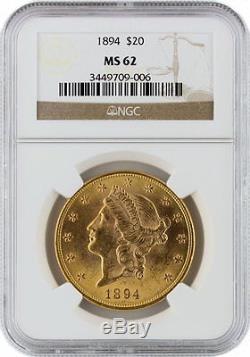 1894 $20 Liberty Head Double Eagle PCGS MS 62 Old Early Gold Coin Mint UNC 62