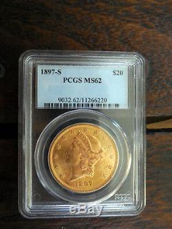 1897S $20 GOLD DOUBLE EAGLE MS62 PCGS- Minted San Francisco