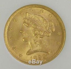 1899 Gold $5 Liberty Head Ngc Mint State 63 Half Eagle Coin