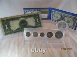 1899 Us Mint Coin Set And Black Eagle Silver Certificate Set- Rare Key Date