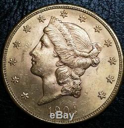 1904 S $20 Gold Double Eagle OLD Mint State Very Beautiful BU Miners Gold Coin