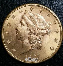 1904 S $20 Gold Double Eagle OLD Mint State Very Beautiful BU Miners Gold Coin