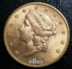 1904 S $20 Gold Double Eagle OLD Mint State Very Beautiful BU Miners Gold Coin