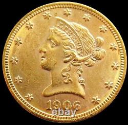 1906 D Gold USA $10 Liberty Head Eagle Coin Philadelphia Mint Bu