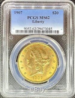 1907 $20 American Gold Double Eagle MS62 PCGS Liberty Head Brilliant MINT Coin