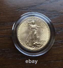 1908 NO MOTTO $20 St. Gaudens Double Eagle Gold Coin. GEM MINT STATE