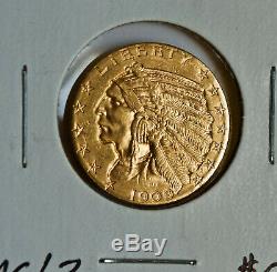 1909-D $5 Gold Indian Half Eagle Choice BU Coin US Mint Uncirculated