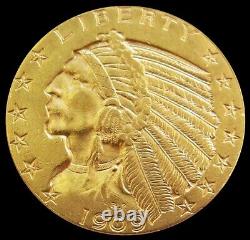 1909 D Gold Us $5 Dollar Indian Head Half Eagle Coin Denver Mint