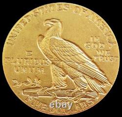 1909 D Gold Us $5 Dollar Indian Head Half Eagle Coin Denver Mint