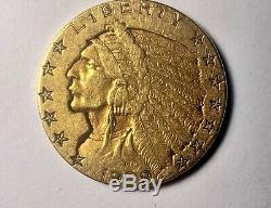 1909 Gold Us $5 Dollar Indian Head Half Eagle Coin Philadelphia Mint