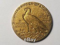 1909 Gold Us $5 Dollar Indian Head Half Eagle Coin Philadelphia Mint