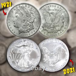 1921 / 2021 Dollar Set Silver GEM BU Morgan + American Eagle UNC Estate Lot