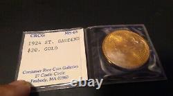 1924 $20 Gold Coin St Saint Gaudens Double Eagle CRCG Mint 65