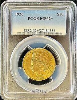 1926 $10 American Gold Eagle Indian Head MS62+ PCGS Lustrous Coin Mint Slab