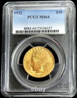 1932 Gold United States $10 Indian Head Eagle Coin Pcgs Mint State 64