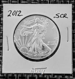1986, 1993, 2012 American Silver Eagle Set 4 Coins 1 Oz $1 Uncirculated, scratch