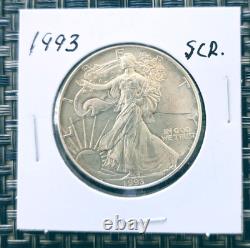 1986, 1993, 2012 American Silver Eagle Set 4 Coins 1 Oz $1 Uncirculated, scratch