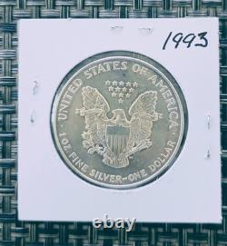 1986, 1993, 2012 American Silver Eagle Set 4 Coins 1 Oz $1 Uncirculated, scratch