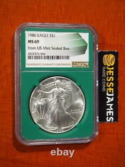 1986 $1 American Silver Eagle Ngc Ms69 From Us Mint Sealed Box Label Green Core