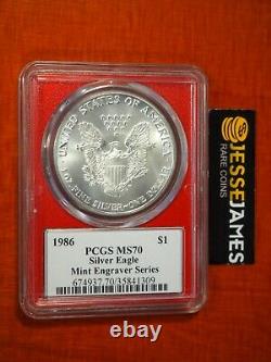 1986 $1 American Silver Eagle Pcgs Ms70 Mercanti Signed Mint Engravers Series