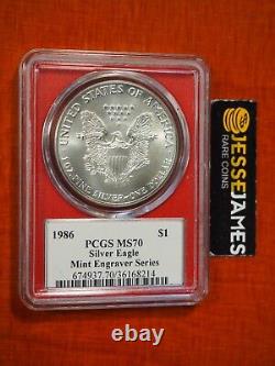 1986 $1 American Silver Eagle Pcgs Ms70 Mercanti Signed Mint Engravers Series