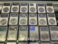 1986 -2021 COMPLETE 35 COIN SILVER EAGLE SET NGC MS 69 Heraldic 2021 no 2019