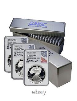 1986-2023 American Silver Eagle 38-pc Set NGC PF70 UCam Harrigal Signed w 1995-W