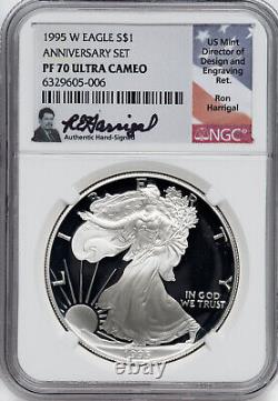 1986-2023 American Silver Eagle 38-pc Set NGC PF70 UCam Harrigal Signed w 1995-W