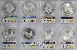 1986-2024 American Silver Eagles Complete 40 Coin Set Each Graded PCGS MS69