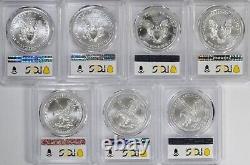 1986-2024 American Silver Eagles Complete 40 Coin Set Each Graded PCGS MS69