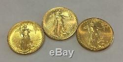 1986, 87, 88 Lot of (3) Early Date 1/10th Ozt American Gold Eagles Raw
