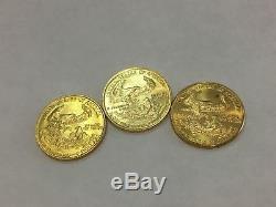 1986, 87, 88 Lot of (3) Early Date 1/10th Ozt American Gold Eagles Raw