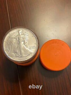 1986 American Silver Eagle in Original Mint Orange Capped Tubes Roll of 20 Coins