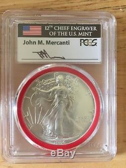 1986 PCGS MS 70 Silver Eagle Mint Engraver Series Mercanti Signed