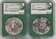 1986 (s) & 1987 (s) Green Core Silver Eagles S$1 Ms69 From Us Mint Sealed Box