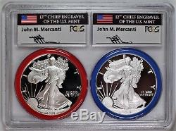 1986 S & 2016 W $1 Proof Silver Eagle PCGS PR70 Mercanti Mint Engraver Series