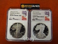 1986 S & 2020 W Proof Silver Eagle Ngc Pf69 Ultra Cameo John Mercanti Signed Set