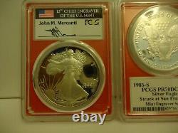 1986-S Mercanti MINT ENGRAVER Silver Eagle PCGS PR70 DCAM (First Year Of Issue)