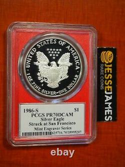 1986 S Proof Silver Eagle Pcgs Pr70 John Mercanti Signed Mint Engraver Series
