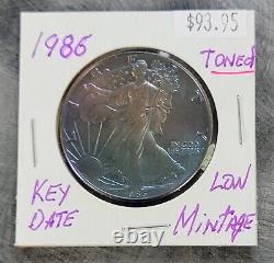 1986 Silver American Eagle Set of 4 Coins BU $1 Monster Toned Uncirculated Mint