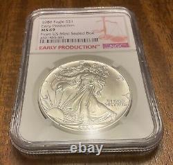 1986 Silver Eagle NGC MS 69 Certified Early Production Coin U. S. Mint Sealed Box